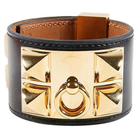 hermes cuff bracelet black and gold